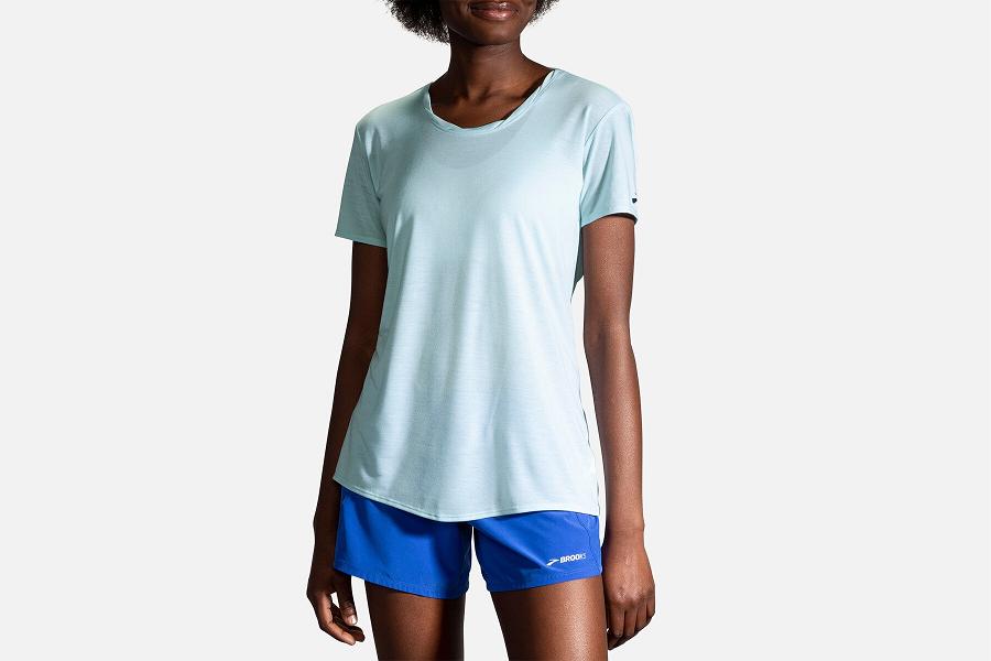 Brooks Distance Women Apparel & Running Shirt Blue PRQ940136